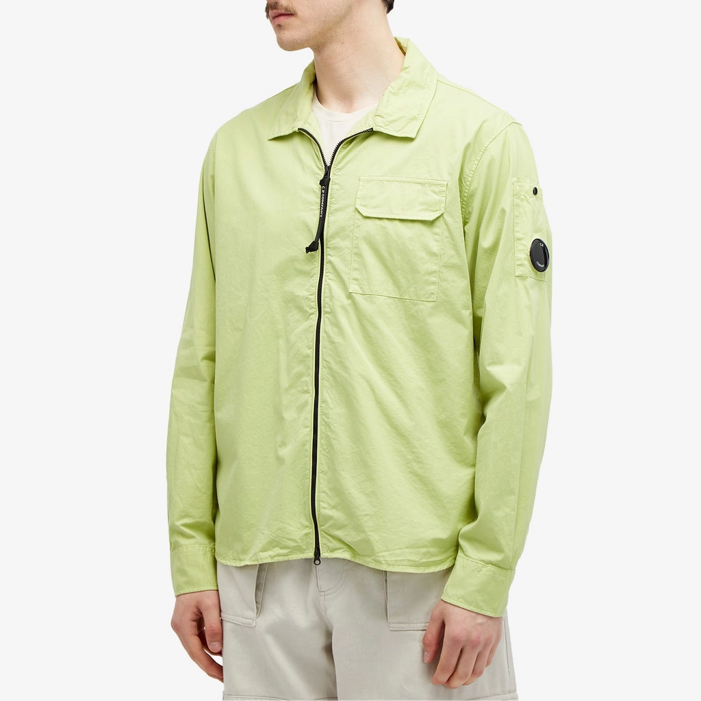 CP Company Men's Gabardine Zipped Shirt White Pear